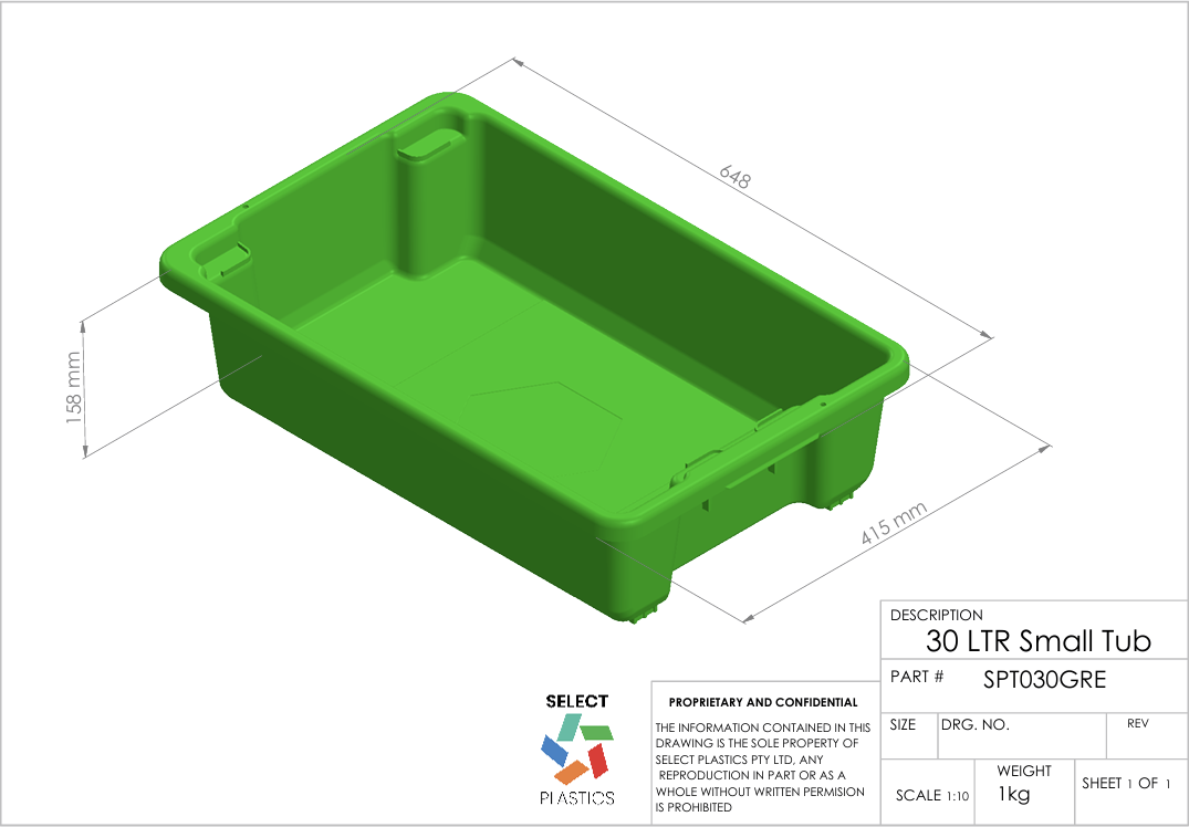 30L Small Storage Tub-Green – view 2